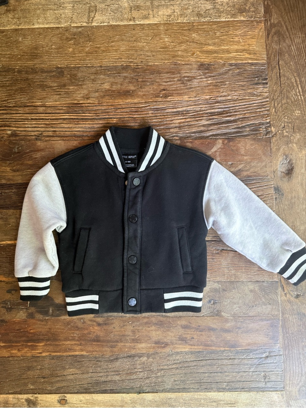 Little Bipsy Toddler Black & White Varsity Jacket
